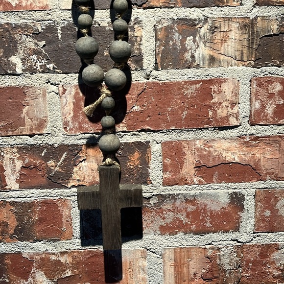 Rustic Brown Wooden Bead Wall Hanging - Picture 2 of 3
